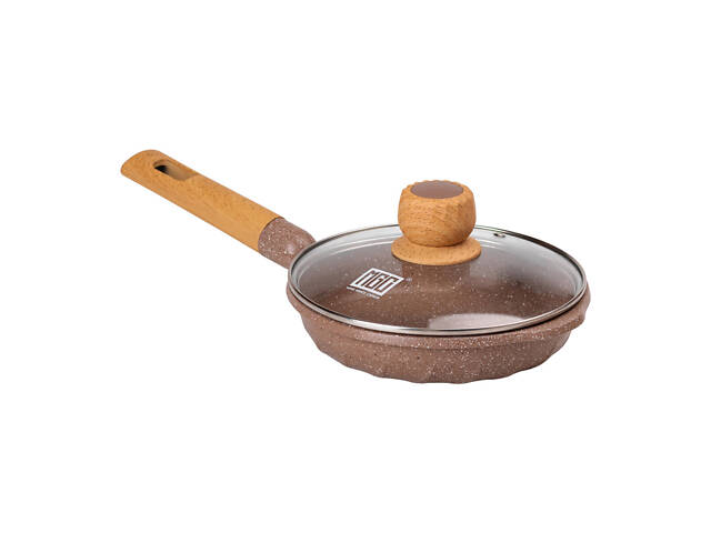 Мармурова алюмінієва сковорода з антипригарним покриттям 1 літр Ø 20 см кавова MGC - Фото 1