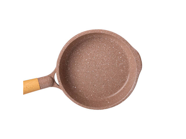 Мармурова алюмінієва сковорода з антипригарним покриттям 1 літр Ø 20 см кавова MGC - Фото 2