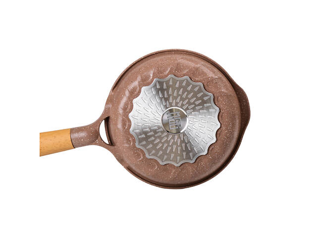 Мармурова алюмінієва сковорода з антипригарним покриттям 1 літр Ø 20 см кавова MGC - Фото 3