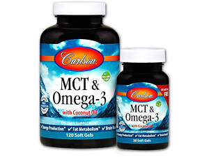 МСТ та Омега-3 MCT & Omega-3 Carlson Labs 120 гелевих капсул + 30 капсул безкоштовно