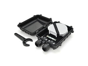 Муфта оптична Merlion ML-OP-F006-48C, герметична, 2 введення, до 4 касет, до 48 зварок, матеріал ABS/PP/PC