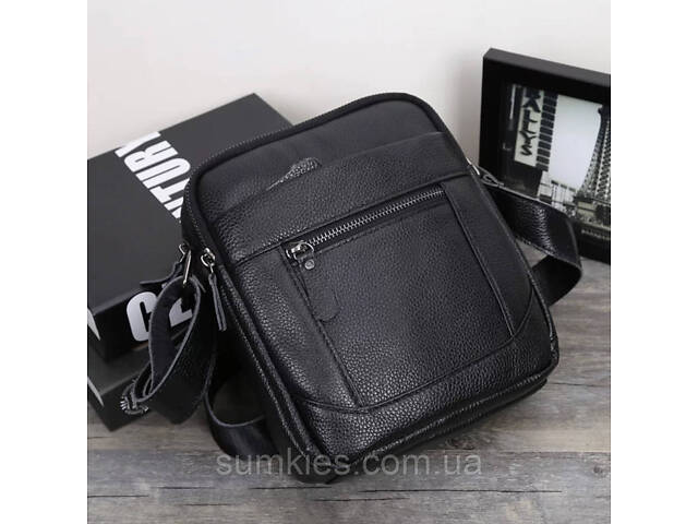 Чоловіча барсетка 18х21х7, сумка шкіряна планшетка через плече Tiding Bag SK N5386 чорна - Фото 4