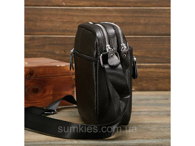 Чоловіча барсетка 18х21х7, сумка шкіряна планшетка через плече Tiding Bag SK N5386 чорна - Фото 5