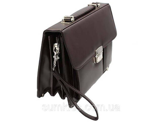 Мужская барсетка из искусственной кожи 302464 коричневая - Фото 2