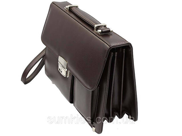 Мужская барсетка из искусственной кожи 302464 коричневая - Фото 3