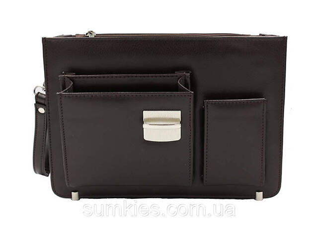 Мужская барсетка из искусственной кожи 302464 коричневая - Фото 5