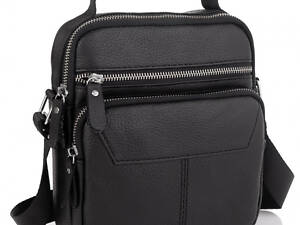 Чоловіча чорна сумка-барсетка 18x22x8, месенджер зі натуральної шкіри Tiding Bag M2237A чорний.