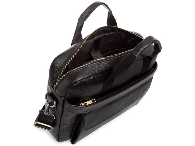 Мужская черная сумка для ноутбука и документов кожаная 471171 - Фото 9