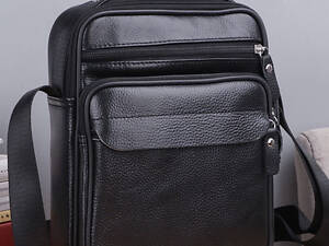 Чоловіча шкіряна барсетка через плече 22х26х9, месенджер з ручкою Bexhill Bx-66503 чорний