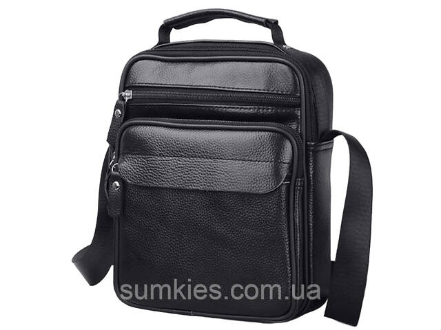 Чоловіча шкіряна барсетка через плече 22х26х9, месенджер з ручкою Bexhill Bx-66503 чорний - Фото 2