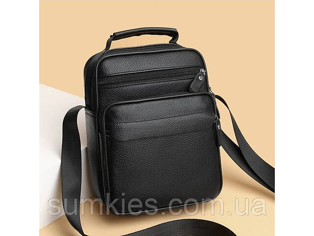 Чоловіча шкіряна барсетка через плече 22х26х9, месенджер з ручкою Bexhill Bx-66503 чорний - Фото 5