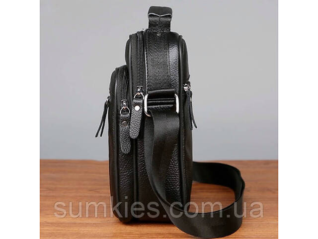Чоловіча шкіряна барсетка через плече 22х26х9, месенджер з ручкою Bexhill Bx-66503 чорний - Фото 8