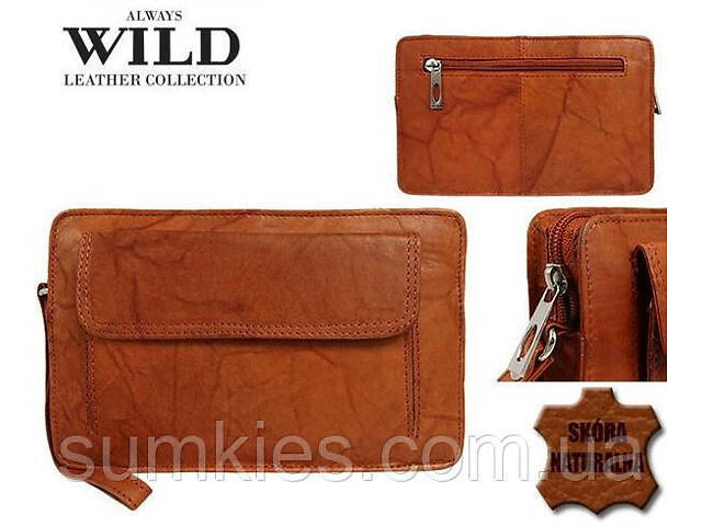Чоловіча шкіряна барсетка, клатч Always Wild рудий - Фото 5