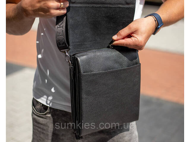 Чоловічий шкіряний месенджер 23х26х6, сумка планшет через плече BEXHILL TD-18621 чорний - Фото 6