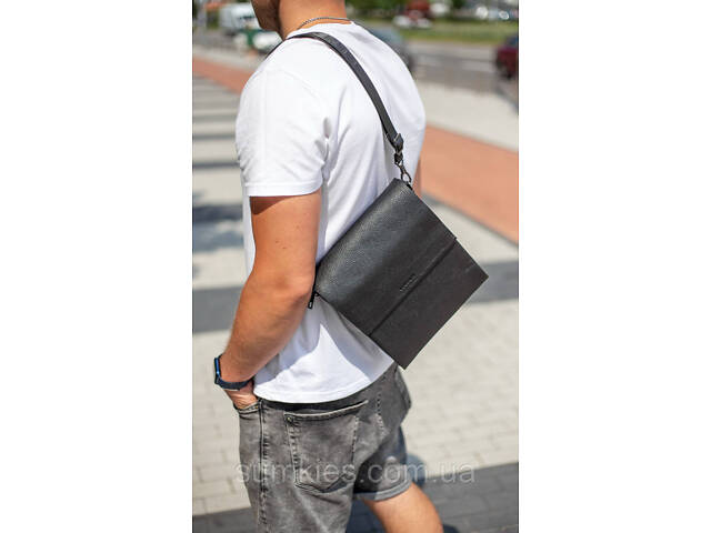 Чоловічий шкіряний месенджер 23х26х6, сумка планшет через плече BEXHILL TD-18621 чорний - Фото 8