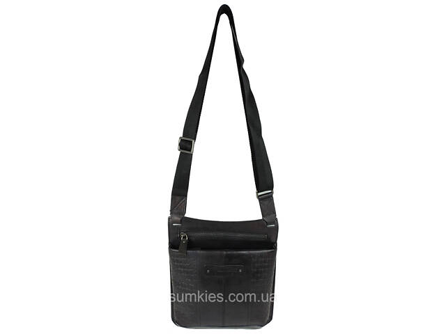 Чоловіча шкіряна наплічна сумка, планшетка Mykhail Ikhtyar чорна - Фото 4