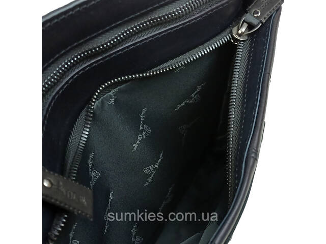 Чоловіча шкіряна наплічна сумка, планшетка Mykhail Ikhtyar чорна - Фото 5