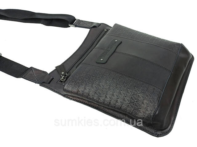 Чоловіча шкіряна наплічна сумка, планшетка Mykhail Ikhtyar чорна - Фото 7