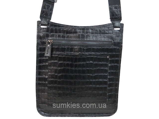 Чоловіча шкіряна наплічна сумка під крокодила Mykhail Ikhtyar чорна - Фото 7
