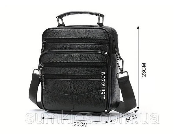 Мужская кожаная сумка 6049 - 111 черная - Фото 2