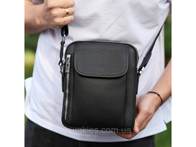 Чоловіча шкіряна сумка-барсетка 19х24х7.5, сумочка планшет через плече Bexhill BX-36256 чорна - Фото 7