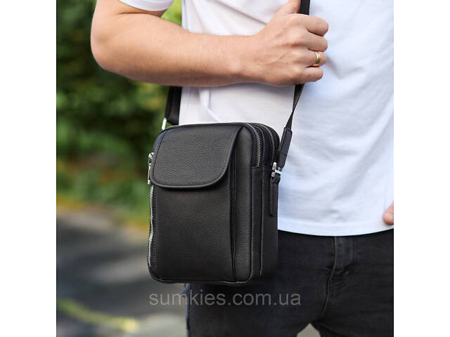 Чоловіча шкіряна сумка-барсетка 19х24х7.5, сумочка планшет через плече Bexhill BX-36256 чорна - Фото 8
