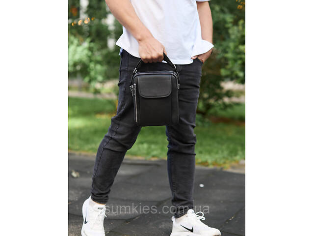 Чоловіча шкіряна сумка-барсетка 19х24х7.5, сумочка планшет через плече Bexhill BX-36256 чорна - Фото 9