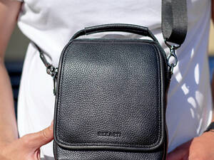 Чоловіча шкіряна сумка-барсетка 22х18х9, месенджер через плече з ручкою TD-22011