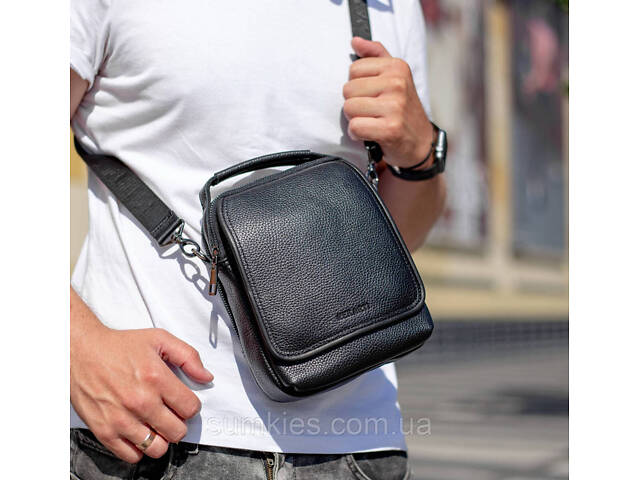 Чоловіча шкіряна сумка-барсетка 22х18х9, месенджер через плече з ручкою TD-22011 - Фото 2
