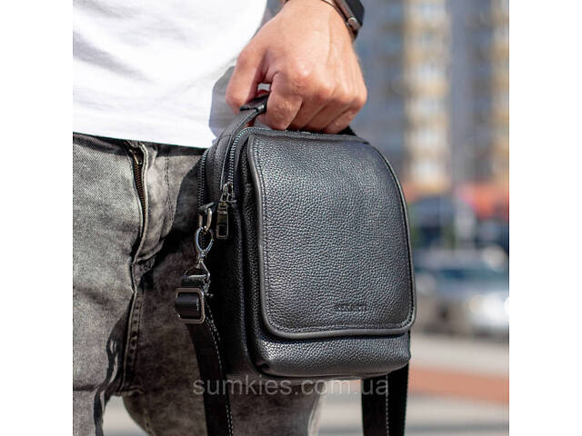 Чоловіча шкіряна сумка-барсетка 22х18х9, месенджер через плече з ручкою TD-22011 - Фото 4