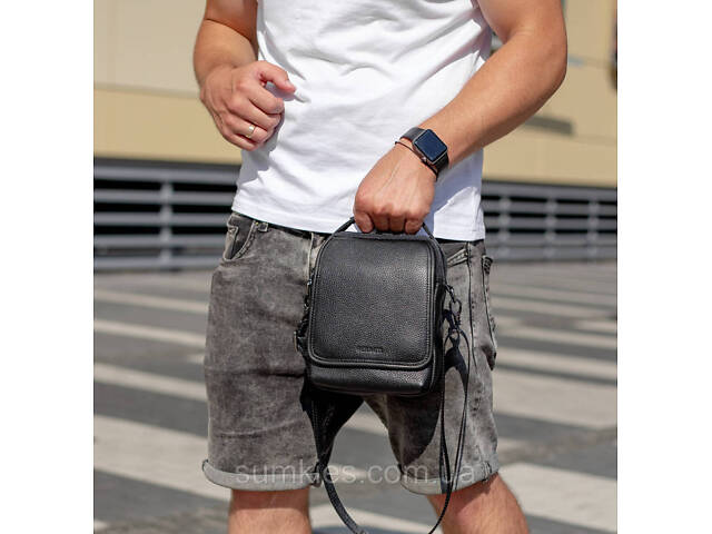 Чоловіча шкіряна сумка-барсетка 22х18х9, месенджер через плече з ручкою TD-22011 - Фото 5