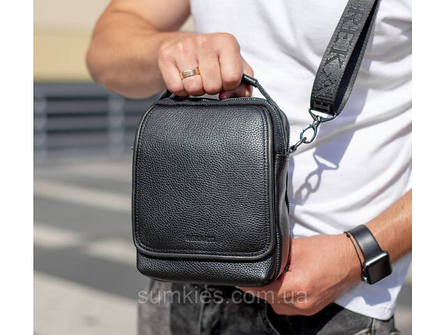Чоловіча шкіряна сумка-барсетка 22х18х9, месенджер через плече з ручкою TD-22011 - Фото 6