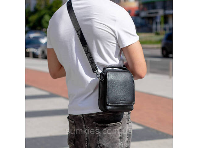 Чоловіча шкіряна сумка-барсетка 22х18х9, месенджер через плече з ручкою TD-22011 - Фото 7