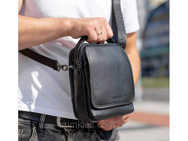 Чоловіча шкіряна сумка-барсетка 22х18х9, месенджер через плече з ручкою TD-22011 - Фото 8