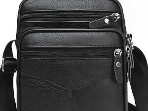 Чоловіча шкіряна сумка-барсетка 26х20.5х8, месенджер через плече Bexhill Bx-56402 чорна