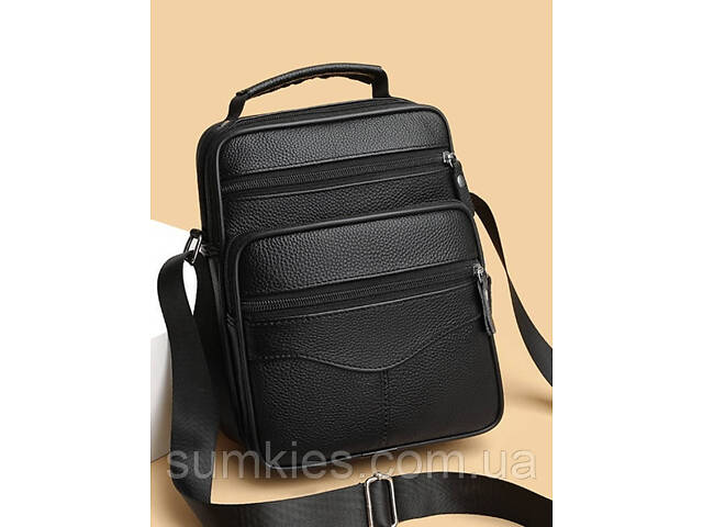 Чоловіча шкіряна сумка-барсетка 26х20.5х8, месенджер через плече Bexhill Bx-56402 чорна - Фото 3