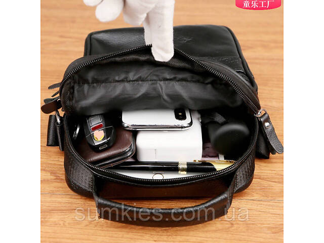 Чоловіча шкіряна сумка-барсетка 26х20.5х8, месенджер через плече Bexhill Bx-56402 чорна - Фото 4