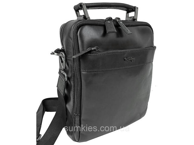 Чоловіча шкіряна сумка, барсетка Mykhail Ikhtyar чорна - Фото 2