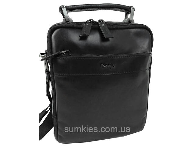 Чоловіча шкіряна сумка, барсетка Mykhail Ikhtyar чорна - Фото 1