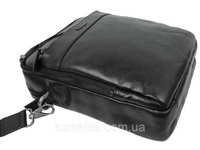 Чоловіча шкіряна сумка, барсетка Mykhail Ikhtyar чорна - Фото 3