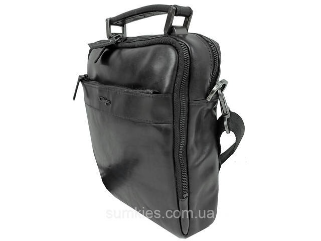 Чоловіча шкіряна сумка, барсетка Mykhail Ikhtyar чорна - Фото 4