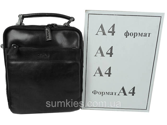 Чоловіча шкіряна сумка, барсетка Mykhail Ikhtyar чорна - Фото 8