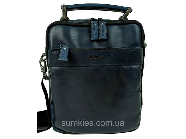 Чоловіча шкіряна сумка, барсетка Mykhail Ikhtyar синя - Фото 2