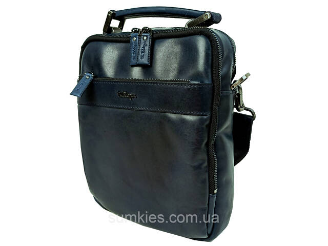 Чоловіча шкіряна сумка, барсетка Mykhail Ikhtyar синя - Фото 4