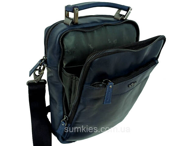 Чоловіча шкіряна сумка, барсетка Mykhail Ikhtyar синя - Фото 6