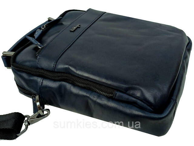 Чоловіча шкіряна сумка, барсетка Mykhail Ikhtyar синя - Фото 8