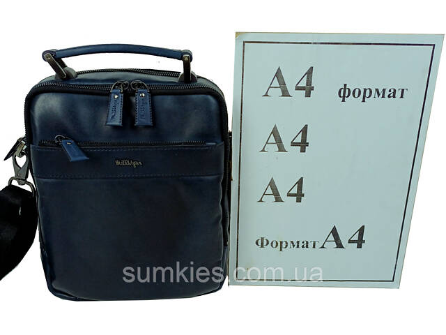 Чоловіча шкіряна сумка, барсетка Mykhail Ikhtyar синя - Фото 10