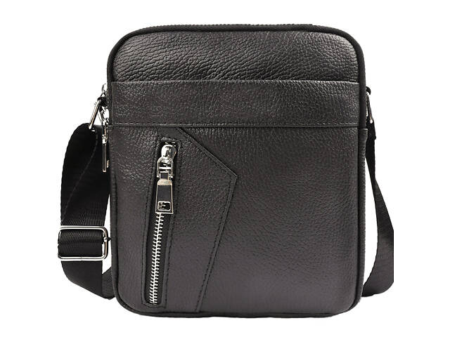 Чоловіча шкіряна сумка через плече 18х21х7, барсетка для документів Tiding Bag M38-10131A чорна - Фото 7