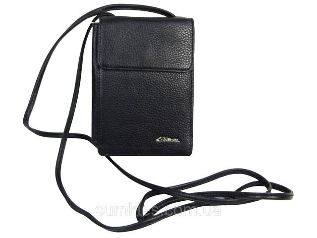 Чоловіча шкіряна сумка через плече Giorgio Ferretti чорна - Фото 2