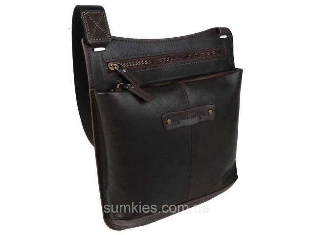 Чоловіча шкіряна сумка через плече Mykhail Ikhtyar коричнева - Фото 3